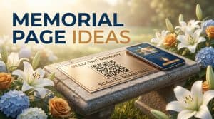 Beautiful memorial garden with QR code plaque and digital memorial page ideas for honoring loved ones