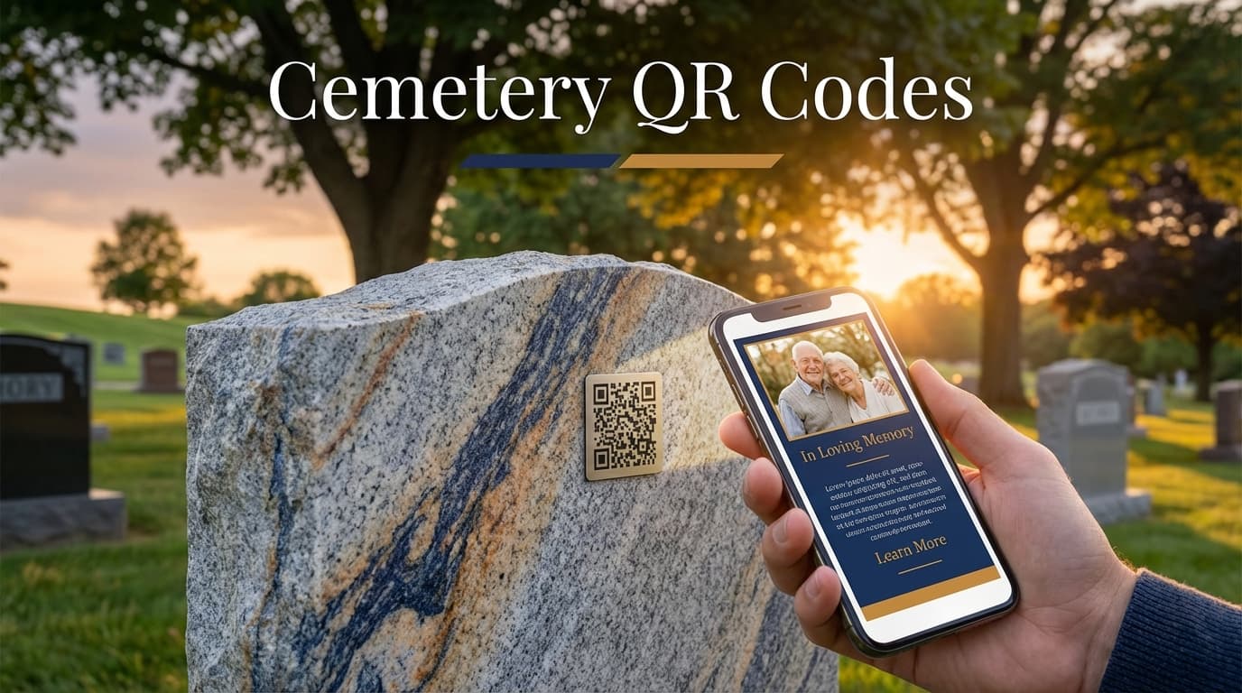 Cemetery QR codes on headstones showing how cemeteries embrace digital memorial technology