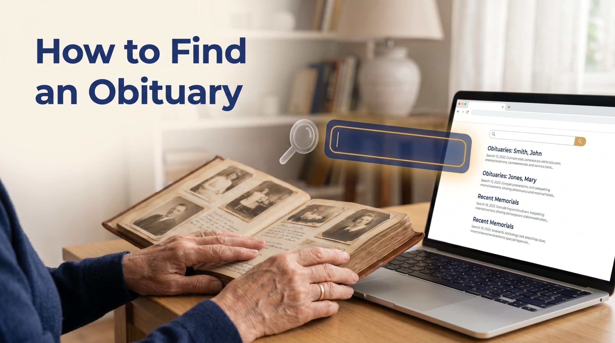 How to find an obituary for a specific person — search guide cover