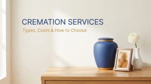 Cremation services guide showing the four main types of cremation and typical costs, with Linkora branding